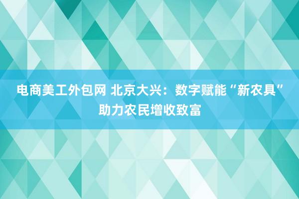 电商美工外包网 北京大兴：数字赋能“新农具”助力农民增收致富